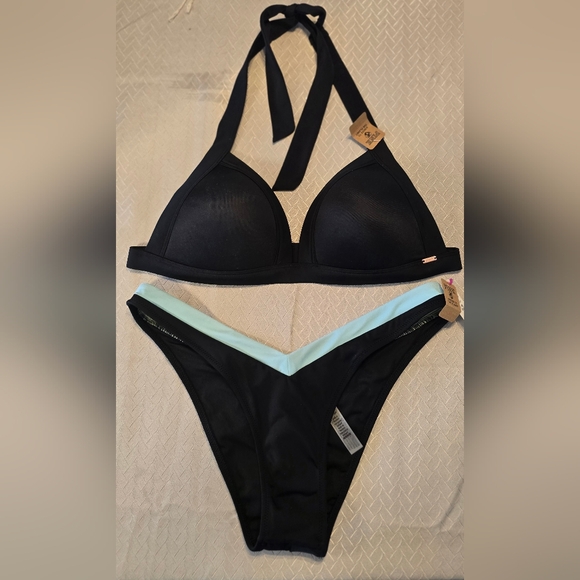 Victoria's Secret Other - Women's Black and Light Blue Bikini Set